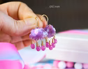 - Solid Gold 14K Cloud Pink Amethyst and Sapphire Earrings, Unique Earrings Design