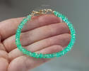 - Solid Gold 14K Colombian Emerald Bracelet, Genuine Emerald Stacking Beaded Bracelet