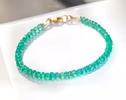 - Solid Gold 14K Colombian Emerald Bracelet, Genuine Emerald Stacking Beaded Bracelet