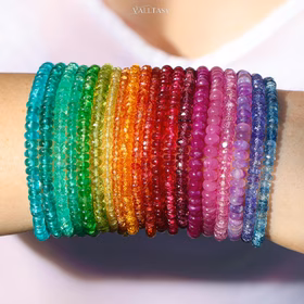 The MINI Bracelets - Solid Gold 14K Colorful Gemstone Beaded Bracelets, Precious Stone Stacking Bracelets