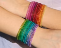 - Colorful Gemstone Beaded Bracelets, Precious Stone Stacking Bracelets in Gold Filled