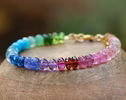 - Solid Gold 14K Colorful Gemstone Bracelet, Semi Precious Stone Bracelet