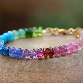 The Inspiration Bracelet – Solid Gold 14K Colorful Gemstone Bracelet, Semi Precious Stone Bracelet