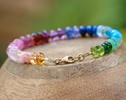 - Solid Gold 14K Colorful Gemstone Bracelet, Semi Precious Stone Bracelet