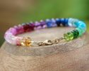 - Solid Gold 14K Colorful Gemstone Bracelet, Semi Precious Stone Bracelet