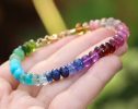 - Solid Gold 14K Colorful Gemstone Bracelet, Semi Precious Stone Bracelet