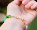- Solid Gold 14K Colorful Gemstone Bracelet, Semi Precious Stone Bracelet