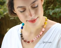 - Solid Gold 14K Colorful Nugget Necklace, Gemmy Necklace, Statement Necklace with Large Gemstones, One of a Kind