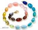 - Solid Gold 14K Colorful Nugget Necklace, Gemmy Necklace, Statement Necklace with Large Gemstones, One of a Kind