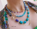- Solid Gold 14K Colorful Nugget Necklace, Gemmy Necklace, Statement Necklace with Large Gemstones, One of a Kind