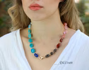 - Solid Gold 14K Colorful Nugget Necklace, Gemmy Necklace, Statement Necklace with Large Gemstones, One of a Kind
