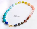 - Solid Gold 14K Colorful Nugget Necklace, Gemmy Necklace, Statement Necklace with Large Gemstones, One of a Kind