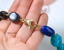 - Solid Gold 14K Colorful Nugget Necklace, Gemmy Necklace, Statement Necklace with Large Gemstones, One of a Kind