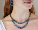 - Solid Gold 14K Diamond Labradorite Earrings