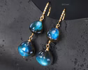 - Solid Gold 14K Diamond Labradorite Earrings