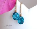 - Solid Gold 14K Diamond Oval London Blue Topaz Earrings