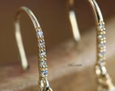 - Solid Gold 14K Diamond Oval London Blue Topaz Earrings