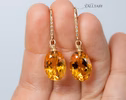 - Solid Gold 14K Diamond Oval Madeira Citrine Earrings, Genuine Natural Citrine Earrings