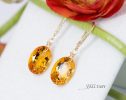 - Solid Gold 14K Diamond Oval Madeira Citrine Earrings, Genuine Natural Citrine Earrings