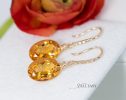 - Solid Gold 14K Diamond Oval Madeira Citrine Earrings, Genuine Natural Citrine Earrings