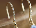 - Solid Gold 14K Diamond Oval Rainbow Moonstone Earrings