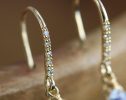 - Solid Gold 14K Diamond Oval Rainbow Moonstone Earrings