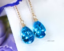 - Solid Gold 14K Diamond Swiss Blue Topaz Drop Earrings, Genuine Swiss Blue Topaz Earrings