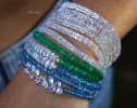 - Solid Gold 14K Emerald and Rainbow Moonstone Bracelet, Beaded Bracelet with Moonstone and Zambian Emerald