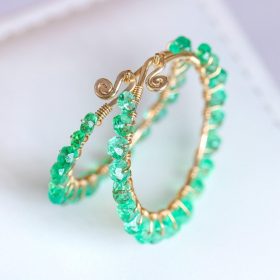 The Esmeralda Earrings – Solid Gold 14K Emerald Hoop Earrings, Genuine Colombian Emerald Earrings The Esmeralda Earrings – Solid Gold 14K Emerald Hoop Earrings, Genuine Colombian Emerald Earrings