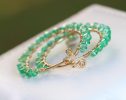 - Solid Gold 14K Emerald Hoop Earrings, Genuine Colombian Emerald Earrings