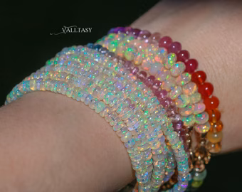 - Solid Gold 14K Ethiopian Opal Multi Wrap Bracelet Necklace, Multi Layered Bracelet, Double Layered Necklace, Long Necklace