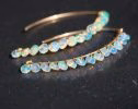 - Solid Gold 14K Ethiopian Opal Threader Open Hoop Earrings