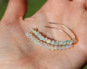 - Solid Gold 14K Ethiopian Opal Threader Open Hoop Earrings