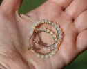- Solid Gold 14K Ethiopian Opal Wire Wrapped Gemstone Hoop Earrings