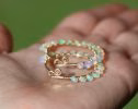 - Solid Gold 14K Ethiopian Opal Wire Wrapped Gemstone Hoop Earrings