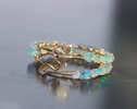 - Solid Gold 14K Ethiopian Opal Wire Wrapped Gemstone Hoop Earrings