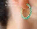 - Solid Gold 14K Ethiopian Opal Wire Wrapped Gemstone Hoop Earrings