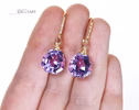 - Solid Gold 14K Fancy Shaped Pink Amethyst Earrings