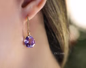 - Solid Gold 14K Fancy Shaped Pink Amethyst Earrings