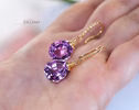 - Solid Gold 14K Fancy Shaped Pink Amethyst Earrings