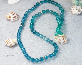 - Solid Gold 14K Fluorite Silk Knotted Necklace, Fluorite Necklace with Gold Accents