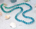 - Solid Gold 14K Fluorite Silk Knotted Necklace, Fluorite Necklace with Gold Accents