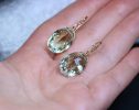 - Solid Gold 14K Genuine Green Amethyst Oval Earrings