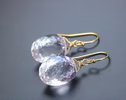 - Solid Gold 14K Genuine Light Pink Amethyst Oval Earrings
