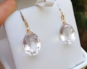 - Solid Gold 14K Genuine Light Pink Amethyst Oval Earrings