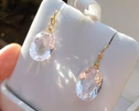 - Solid Gold 14K Genuine Light Pink Amethyst Oval Earrings