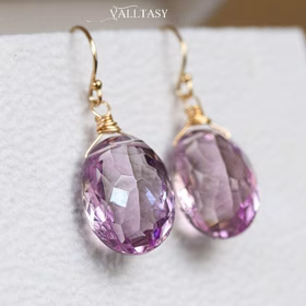 The Luna Earrings - Solid Gold 14K Genuine Pink Amethyst Oval Earrings