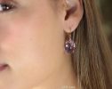 - Solid Gold 14K Genuine Pink Amethyst Oval Earrings