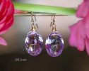 - Solid Gold 14K Genuine Pink Amethyst Oval Earrings