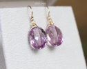 - Solid Gold 14K Genuine Pink Amethyst Oval Earrings
